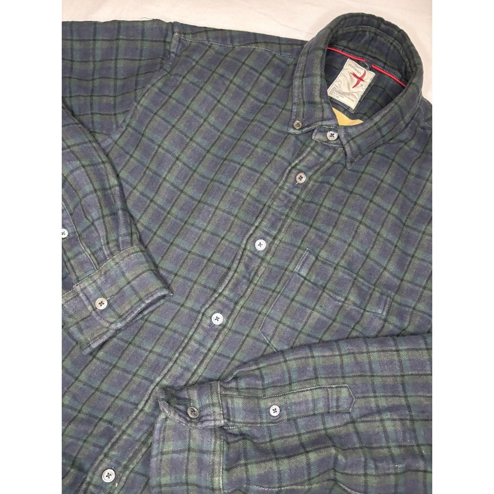 RELWEN Quilt Lined Flannel Shirt Men's Large Button Up Double Faced Plaid Heavy